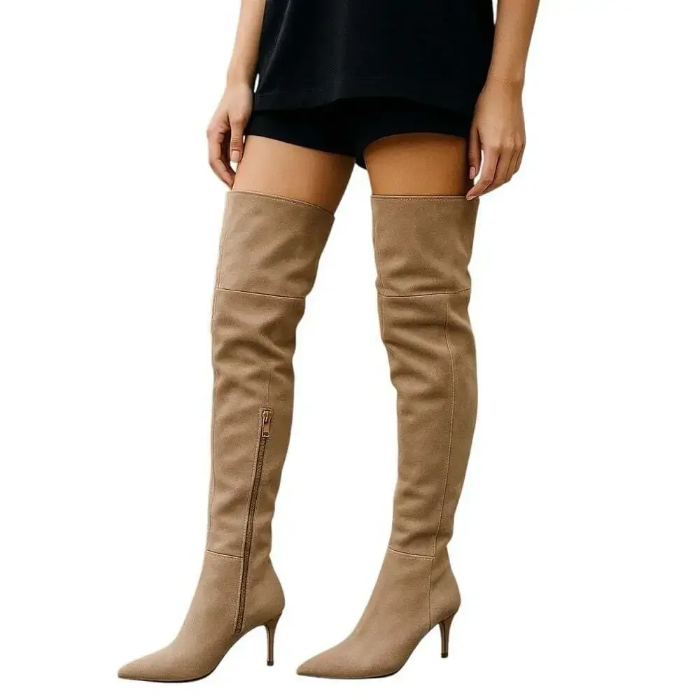 Marc Fisher Women's Brown Qulie High Heel Over The Knee Boots Size 6.5 M